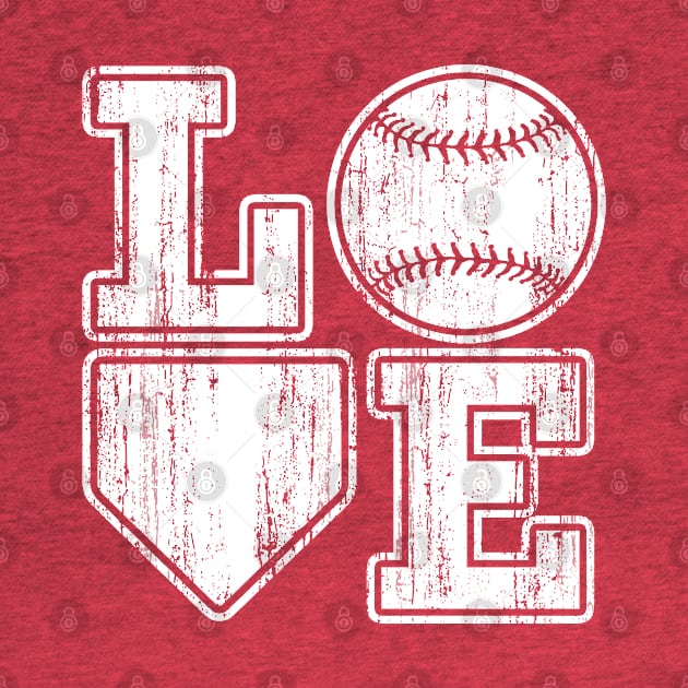 Love Baseball Vintage Distressed White Home Plate by TeeCreations